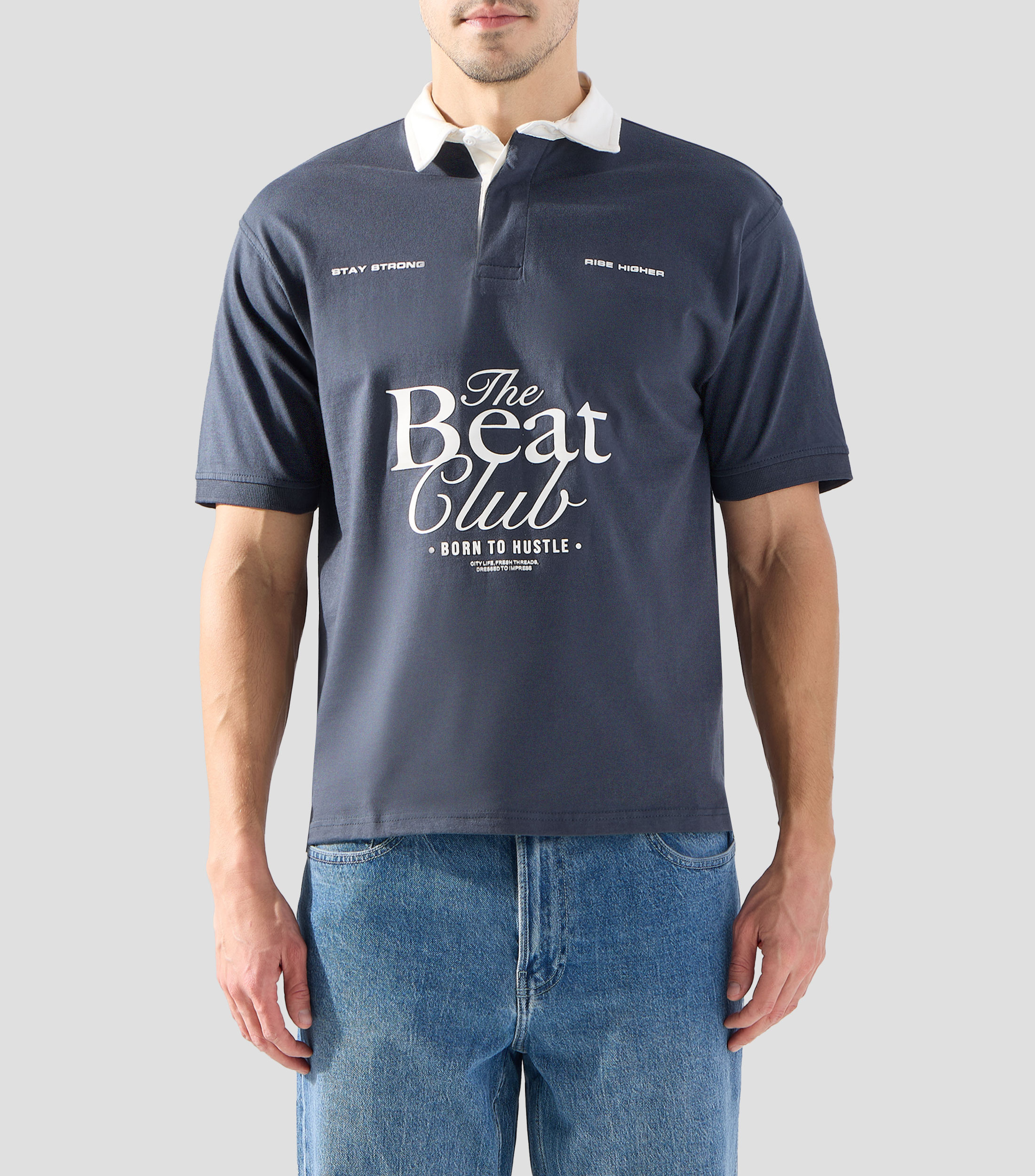 Playera tipo polo manga corta estampada Hombre